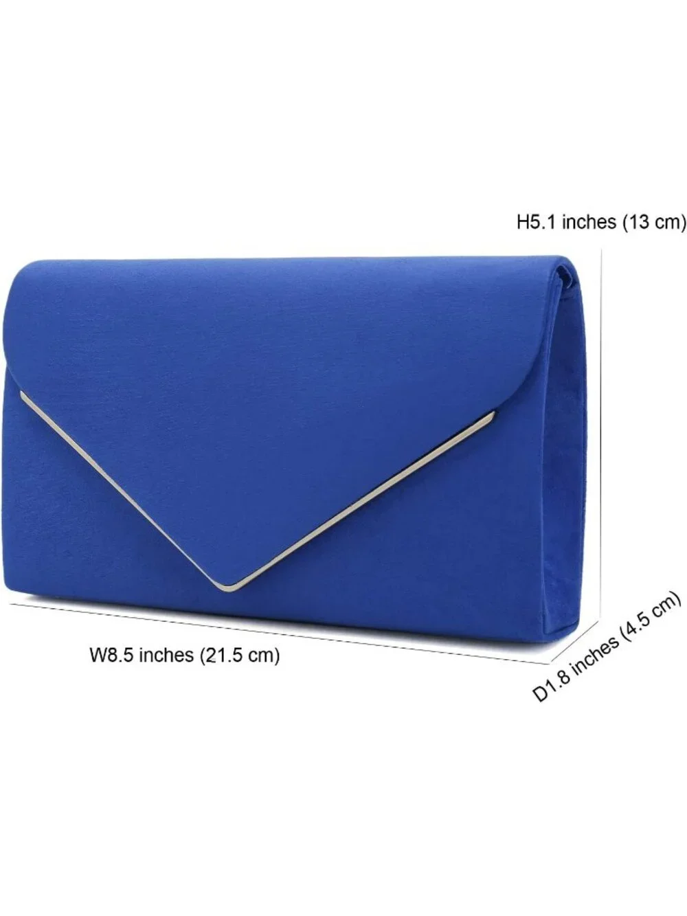 👜 Women's Royal Blue Faux Suede Clutch Bag Elegant Metal Binding Evening Purse